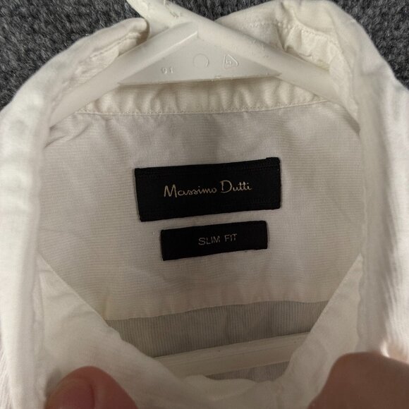 Massimo Dutti Slim Fit Size 40 (15.75) Men White Long Sleeve Button Up Shirt - Picture 7 of 16